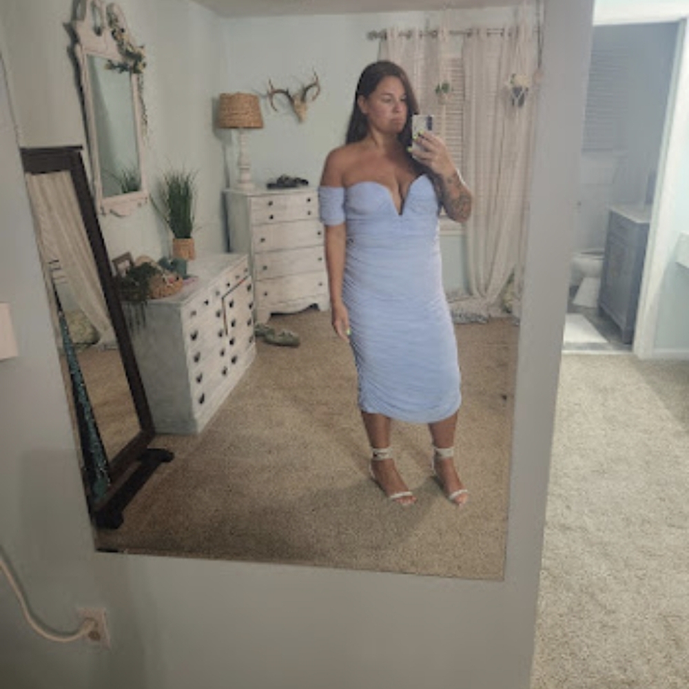 ASOS Light Blue Off-Shoulder Dress